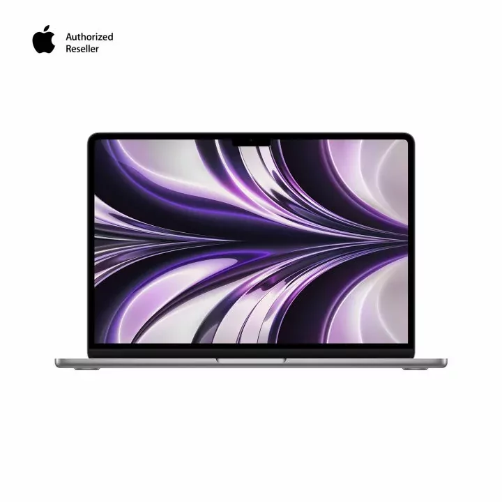 Apple MacBook Air 13-inch laptop with M2 chip, showing sleek silver aluminum design on a desk.