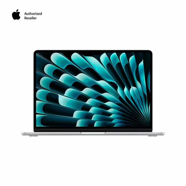 Apple MacBook Air 13-inch laptop with M3 chip, shown from the front on a light surface.