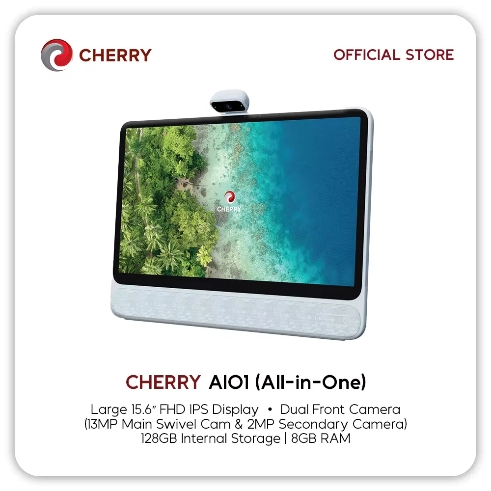 CHERRY AIO1 All-in-One Tablet with touchscreen display on a desk.