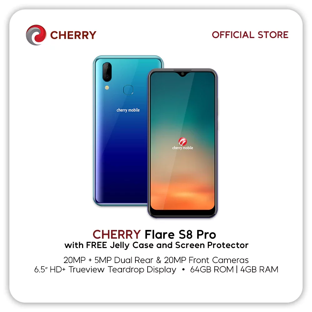 CHERRY Flare S8 Pro with FREE Dito Sim, Jellycase and Screen Protector