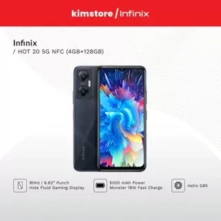 Infinix Hot 20 5G NFC smartphone showing its design and display.