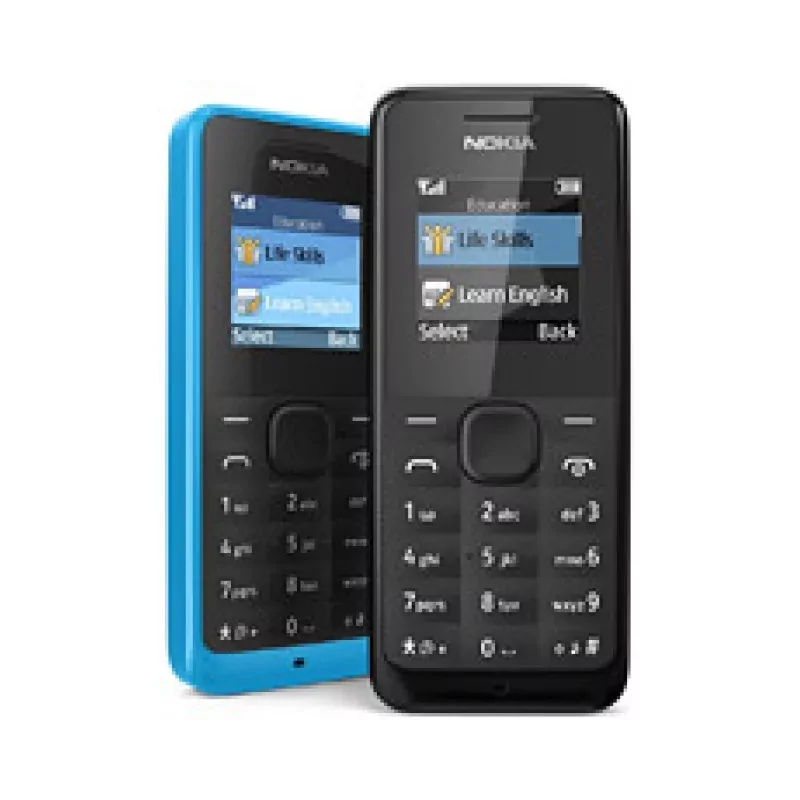 Nokia 110 4G 2021 feature phone with large buttons and compact design on white background.