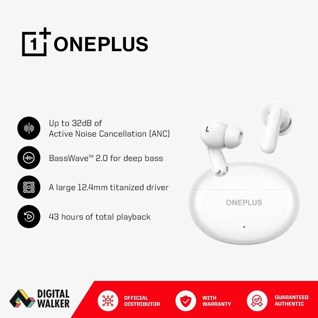OnePlus Nord Buds 3 True Wireless earbuds in charging case with case lid open.