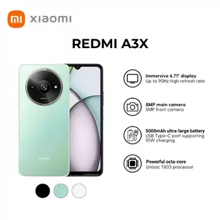 Official product image of the REDMI A3X smartphone showing its design and screen.