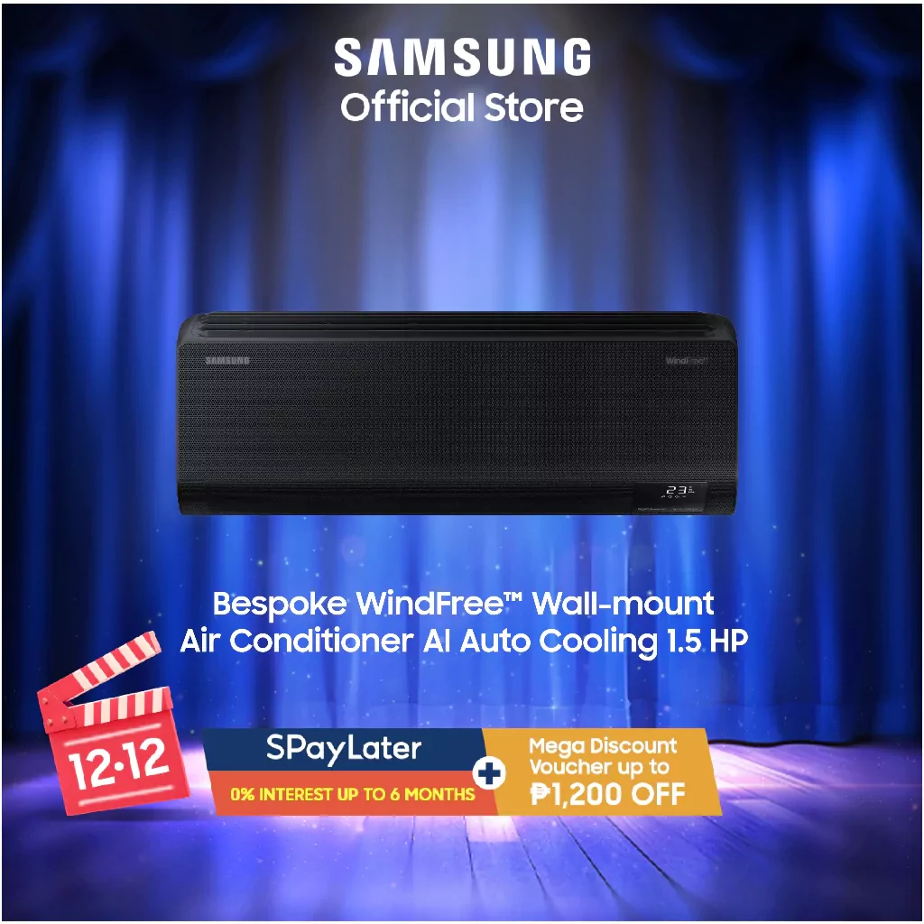 Samsung 1.5 Hp Bespoke Windfree Premium Air Conditioner Midnight Black AR13CYECABTNTC