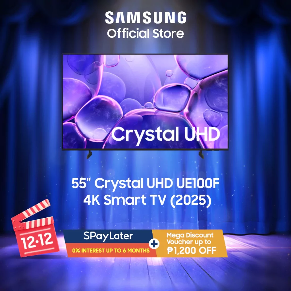 55" Crystal UHD UE100F 4K Smart TV (2025) UA55UE100FGXXP