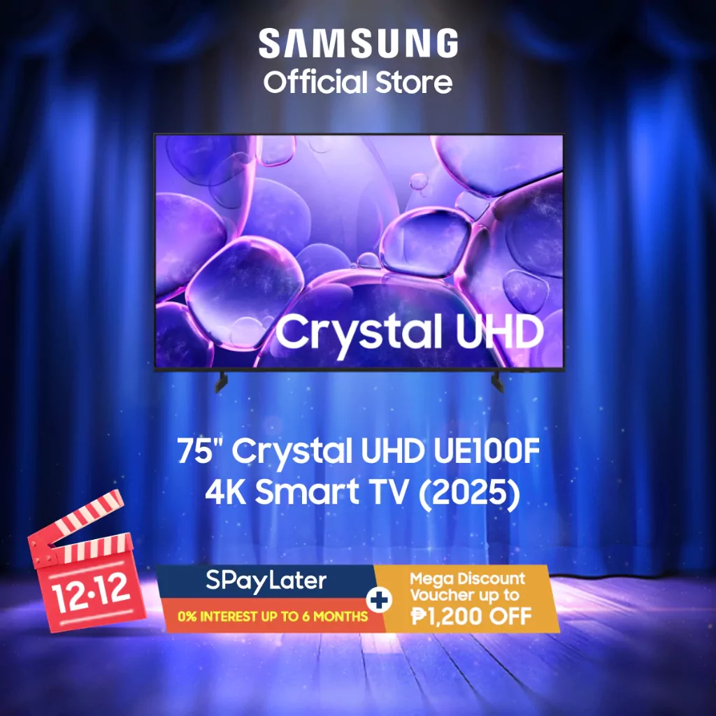 75" Crystal UHD UE100F 4K Smart TV (2025) UA75UE100FGXXP