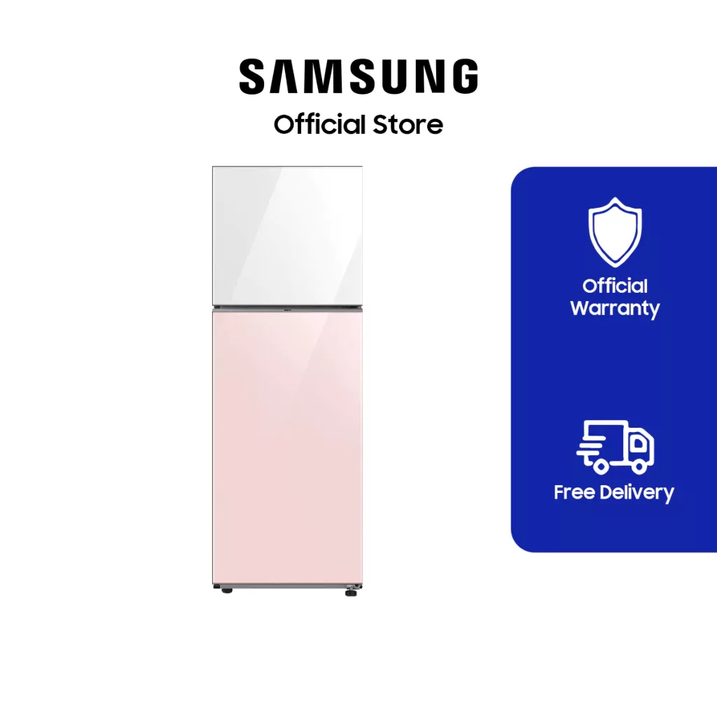 Samsung Bespoke Top Mount Freezer Ref AI Energy Clean White + Clean Pink 10.8 cu.ft RT31CB56448CTC