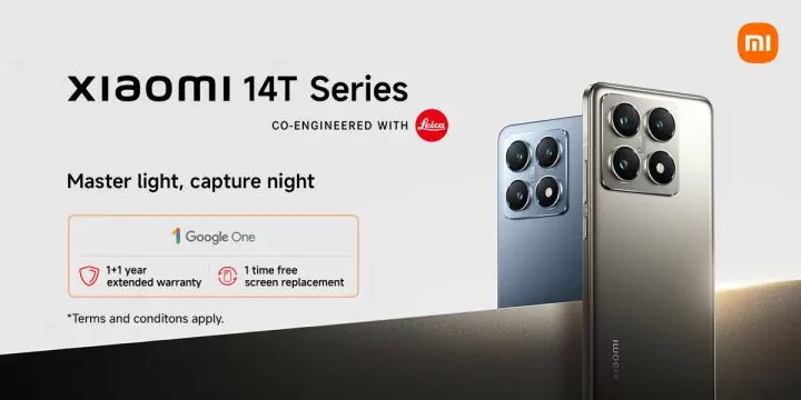 Xiaomi 14T smartphone with 12GB RAM and 256GB or 512GB storage options on display.