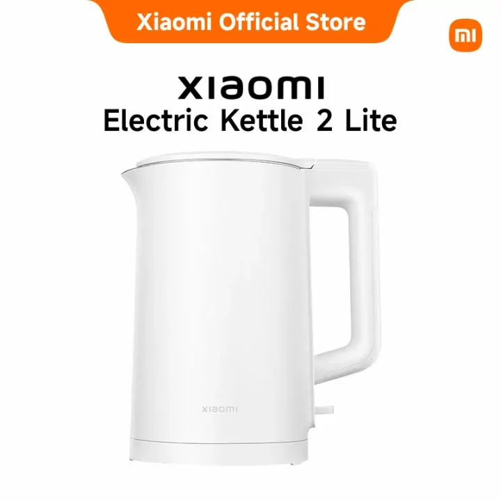 Xiaomi Electric Kettle 2 Lite white kettle on countertop with minimalist design and LED indicator.