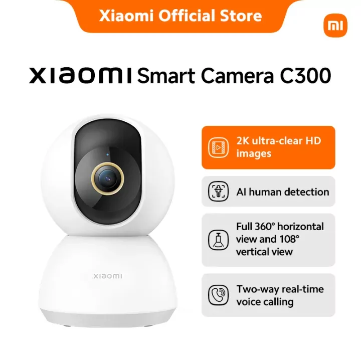 Xiaomi Smart Camera C300 Dual security camera showing compact white design and dual lens system.