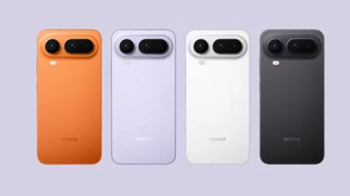 Honor Magic8 Pro Air smartphone showing its sleek design and large display on a dark background.