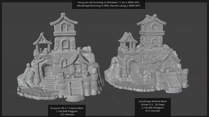 UltraShape 1.0 two-stage diffusion framework interface generating high-fidelity 3D shape geometry.