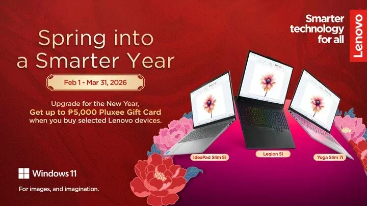 Lenovo Chinese New Year 2026 promo offering Pluxee vouchers or a Canon printer with laptop purchase.