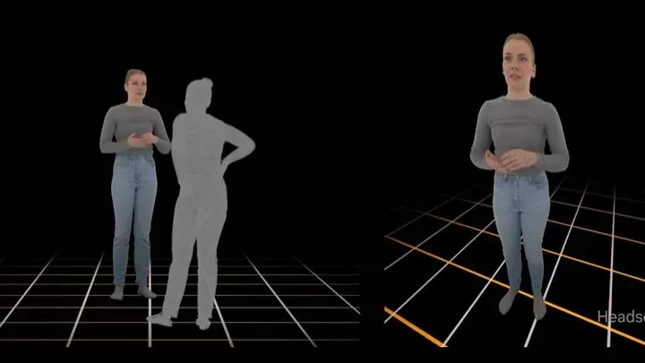 Portrait of Sarah, a friendly AI character with a thoughtful expression, representing artificial intelligence.